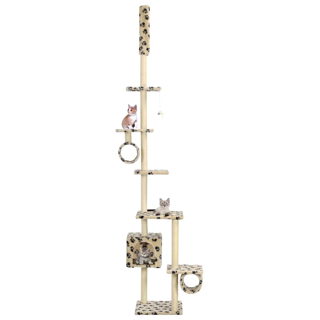 vidaXL Kissan kiipeilypuu 260 cm tassunjäljet beige