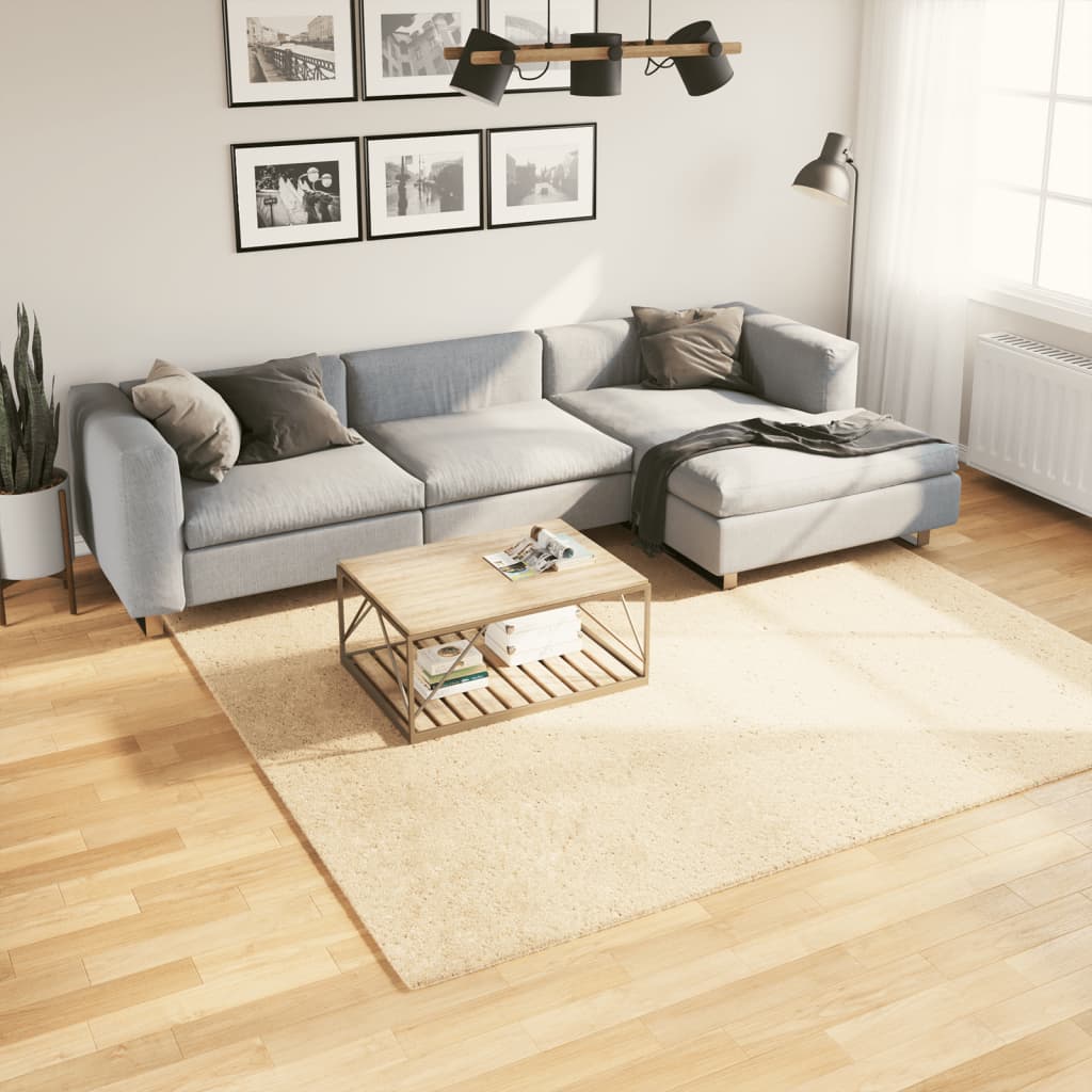 vidaXL Matto HUARTE lyhytnukkainen ja pestävä kerma 240x240 cm
