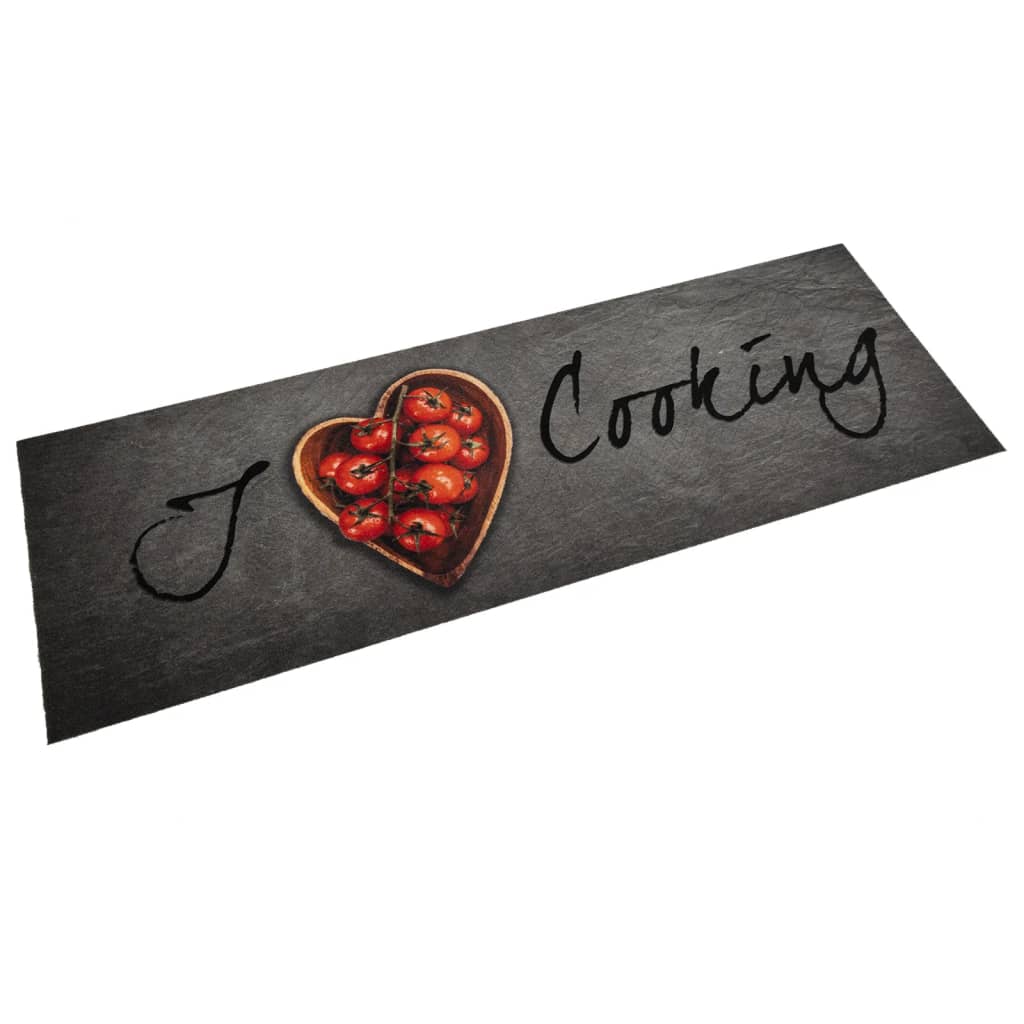 vidaXL Keittiön pestävä lattiamatto Cooking teksti 60x180 cm sametti